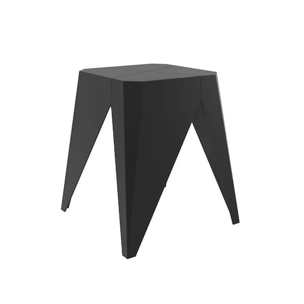 Jamesdar Facet Stool 15 in. Black Set of 4-Stackable Plastic Square End Table