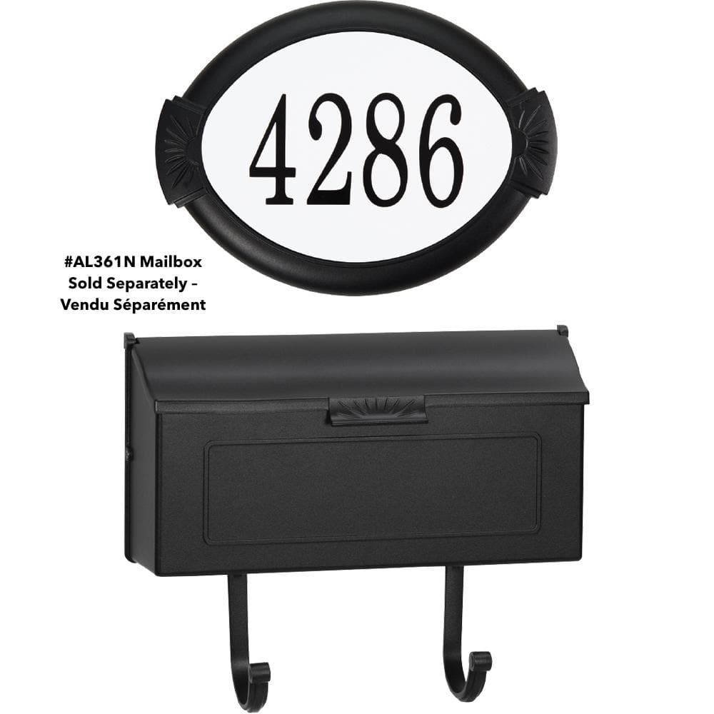 Classic Black Oval Aluminum Address Plaque with Vinyl Numbers