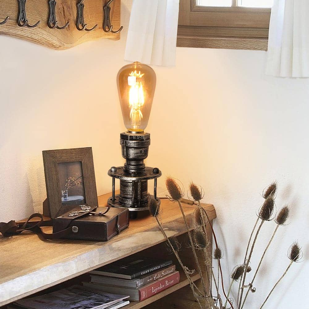 Silver Industrial Iron Candlestick Task Lamp