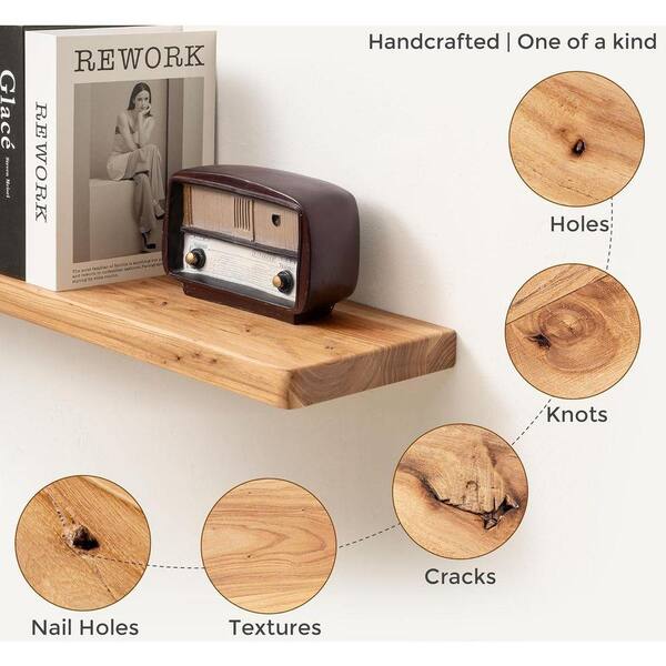 36 in. W x 6.7 in. D Oak Wood Floating Shelves for Wall (Set of 2