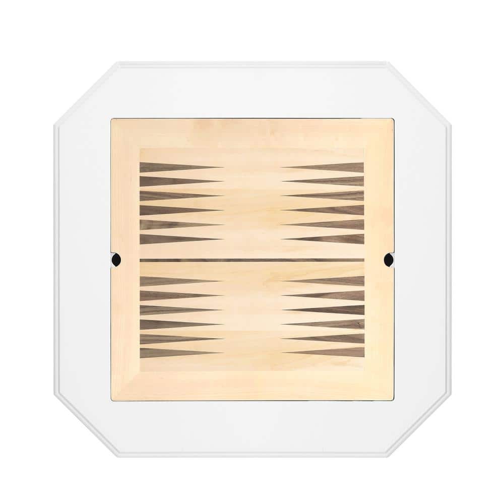 White Square Wood Game Table with Pedestal Base