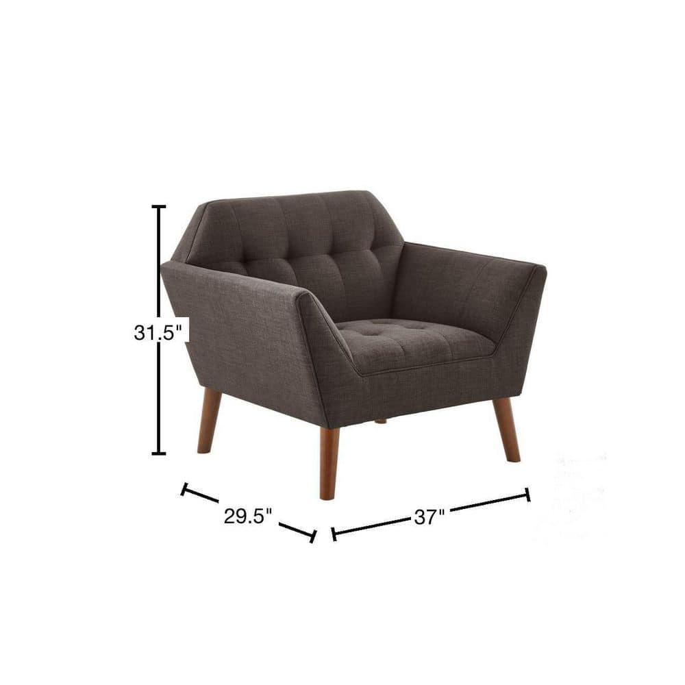 Charcoal Mid-Century Lounge Chair with Tapered Wood Legs
