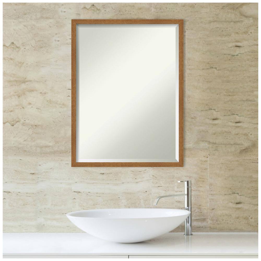 Blonde Wood Beveled Bathroom Vanity Mirror 19x25
