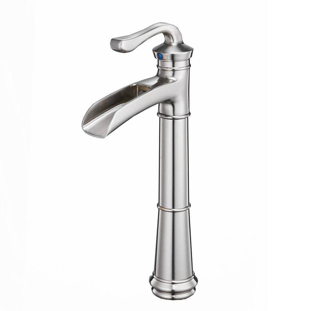 Modern Single Handle Single Hole Bathroom Faucet High Arc Waterfall Vessel 