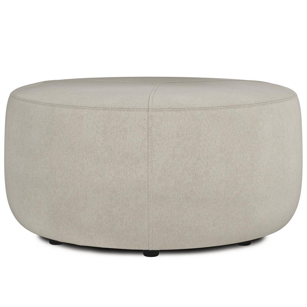 Moore Natural Linen Look Large Round Ottoman