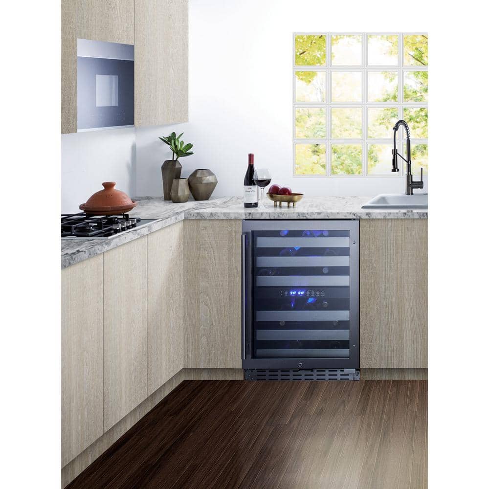 Black Stainless Steel Dual Zone Built-In Wine Refrigerator