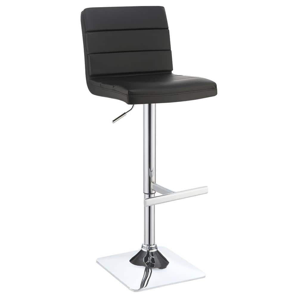 Contemporary Black Leatherette Swivel Adjustable Bar Stool