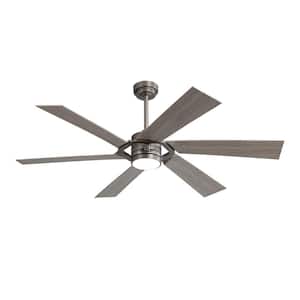 60 in. Smart Indoor Antique Nickel Standard Ceiling Fan with Integrated LED Light
