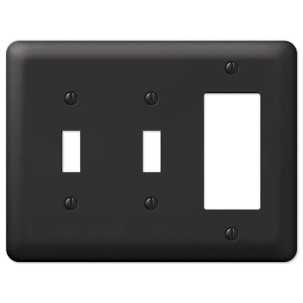 AMERELLE Declan 3 Gang 2-Toggle and 1-Rocker Steel Wall Plate - Black