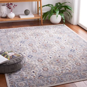 Eternal Gray/Blue Rust 5 ft. x 8 ft. Floral Geometric Area Rug