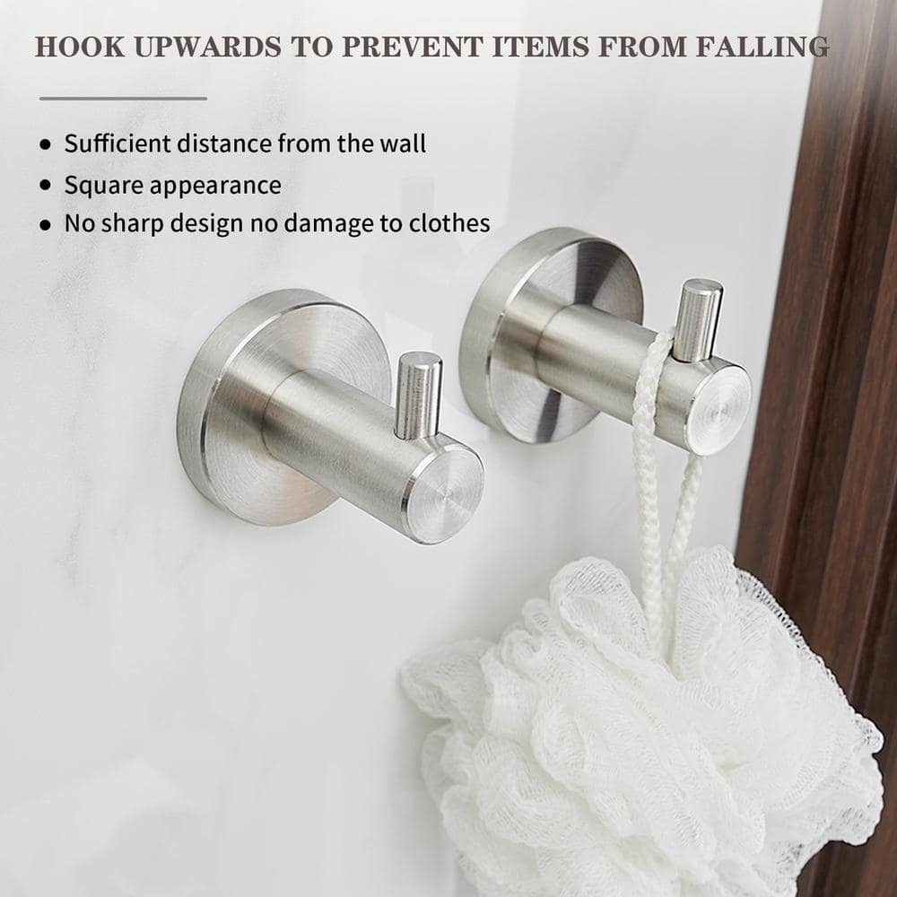 Brushed Nickel 5-Piece Bathroom Hardware Set with Towel Bar and Hooks