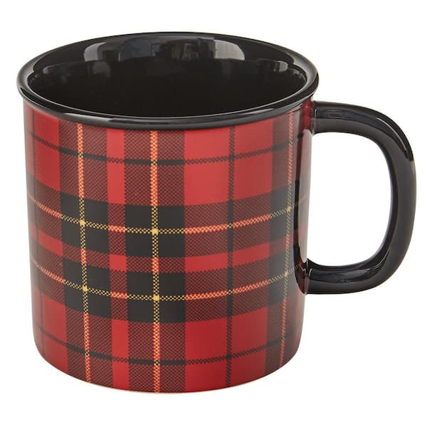 Sportsman Plaid 12 oz. Red Ceramic Mug (Set of 4)