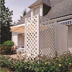 Veranda 4 foot x 8 foot White Privacy Diamond Vinyl Lattice - Framed in Grey.