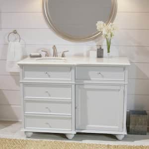 Hampton Harbor 48 in. Vanity in Dove Grey with Natural Marble Vanity Top in White with White Sink