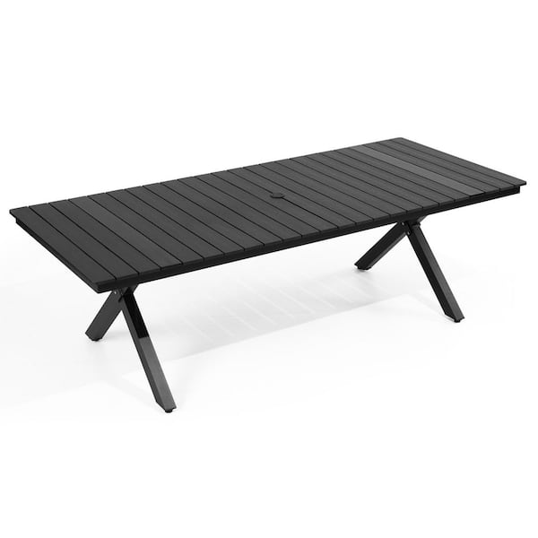 CLOUDFLY Extra Large 118 x 40.6 Inch Black Aluminum Outdoor Dining