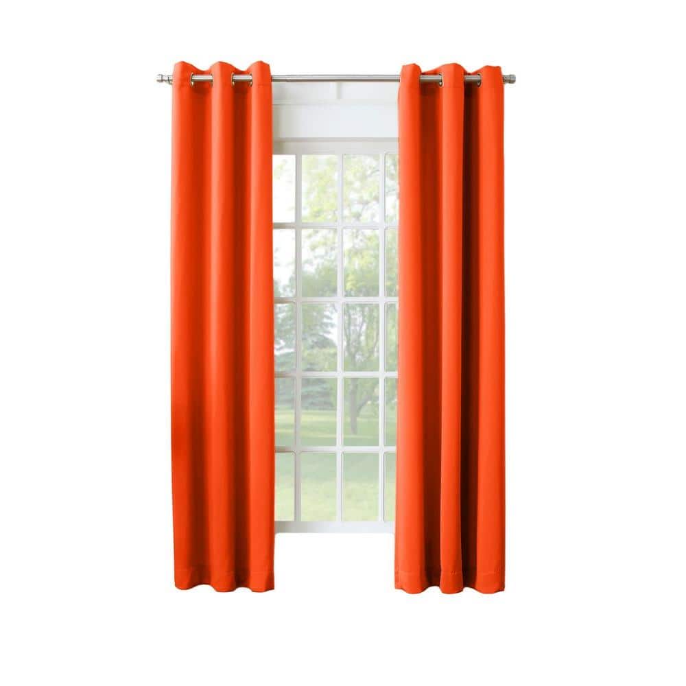 40"x84" Sun Zero Room Darkening Lazlo Grommet Curtain Panel Tangerine Orange