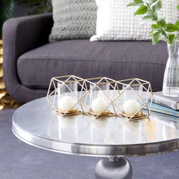 Gold Metal Modern Candle Holder