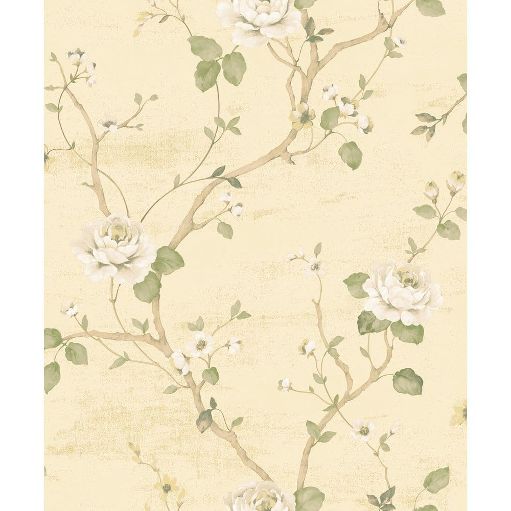 Palazzo 2 Collection Yellow Luisella Floral Vine Vinyl on Non-Woven Non-Pas