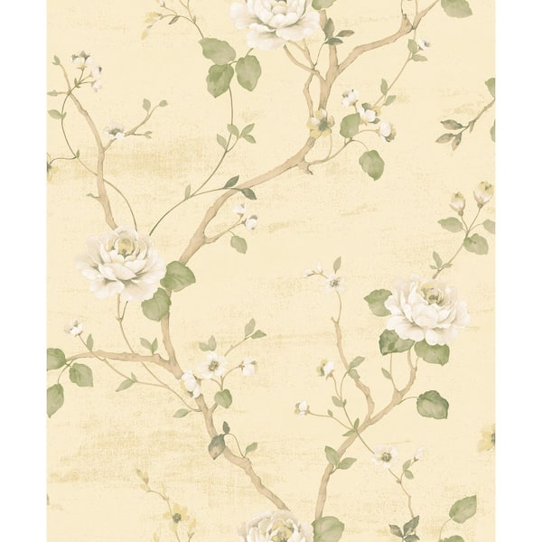 Unbranded Palazzo 2 Collection Yellow Luisella Floral Vine Vinyl on Non-Woven Non-Pasted Wallpaper Sample