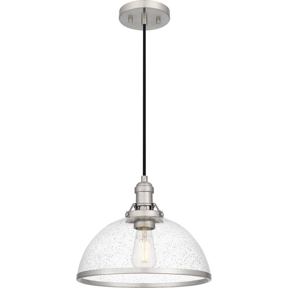 DSI LIGHTING Wyncroft 1Light Brushed Nickel Shaded Pendant with Clear