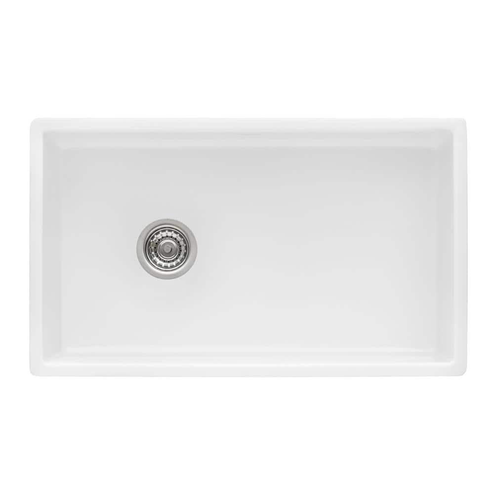 30-Inch Glossy White Fireclay Farmhouse Kitchen Sink