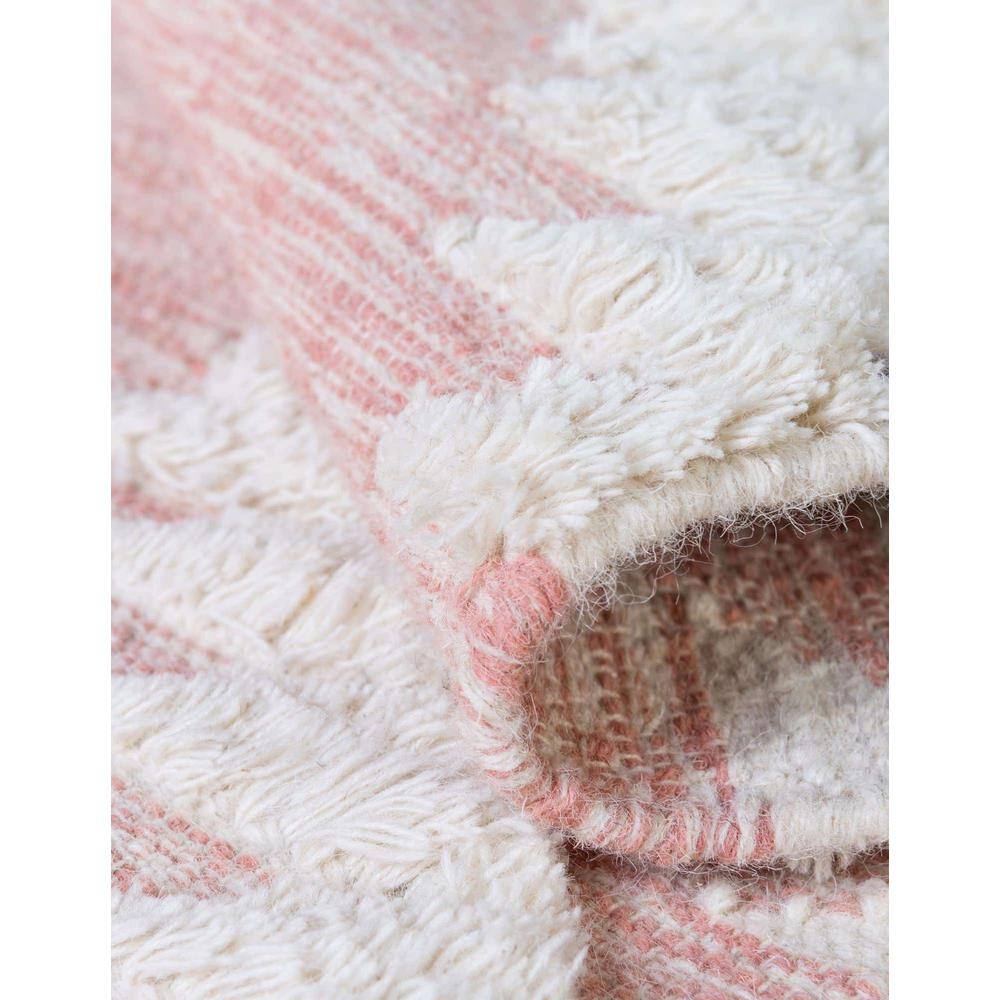 Handmade Pink Wool Geometric Flat Woven Area Rug 4x6