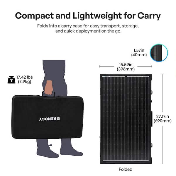 Renogy 100-Watt 12-Volt N-Type Monocrystalline Foldable Solar