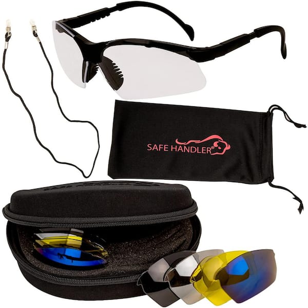 Safe Handler Multi-Color, Valkyrie Interchangeable Color Lens Black Temple Safety Glasses Kit, 5 Lens Set