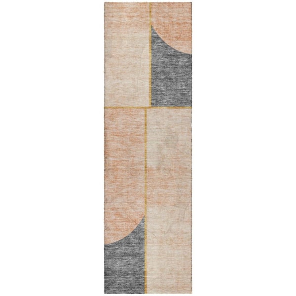 Dream Shag Premium Machine Washable Abstract ADS717 Coral 2 ft. x 7 ft. Runner Rug
