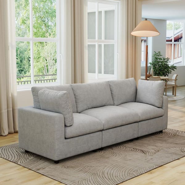 Grey Deep Modular Couches Magic Home Modern Deep Seat 101 Square Arm Chenille Modular Sofa  Seater Cloud Couch With Detachable Covers For Office In Gray MH-L3-142LG-S  The Home Depot