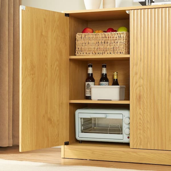 Noble House Raymond Natural 34.30 in. H Accent Storage Cabinet