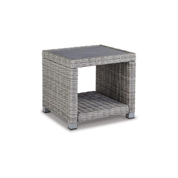 Benjara 22.05 in. Gray Square Metal end table with Aluminum Frame