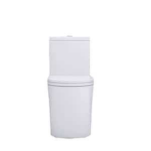 1-piece 1.1/1.6GPF Dual Flush Elongated Toilet in White Seat Included