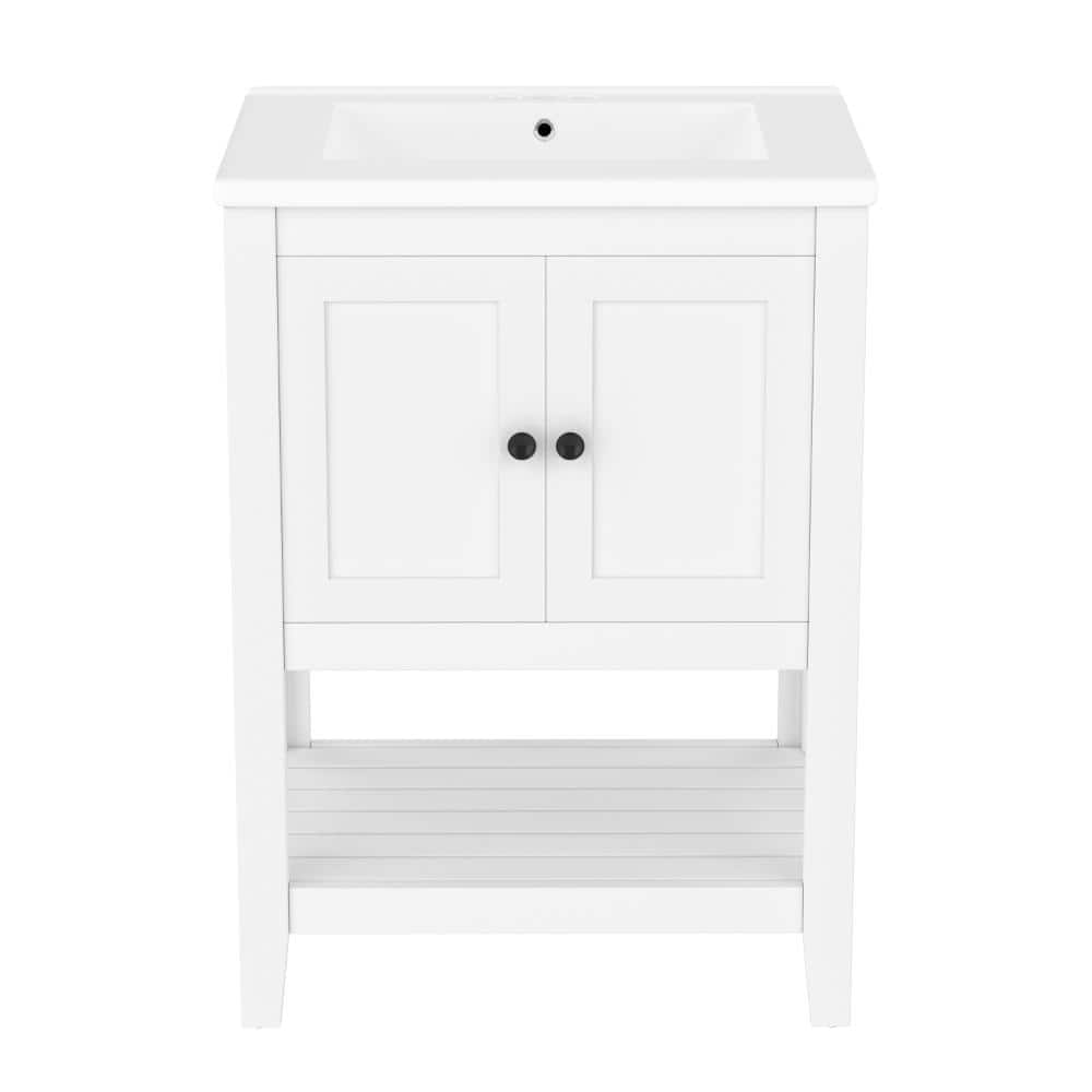 24in. W in Single of Sink Modern Sleek Vanity white Bath Vanity with White Ceramic Top Basin price history on PriceWatchPro