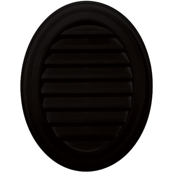 Builders Edge 21 in. x 27 in. Oval Black Plastic Weather Resistant Gable Louver Vent