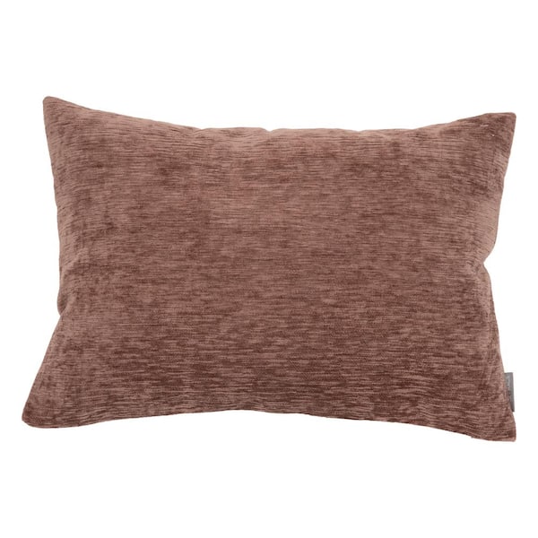 EverGrace Dainty Chenille Reverse to Linen Lumbar 20 in. x 14 in. Burlwood Pink