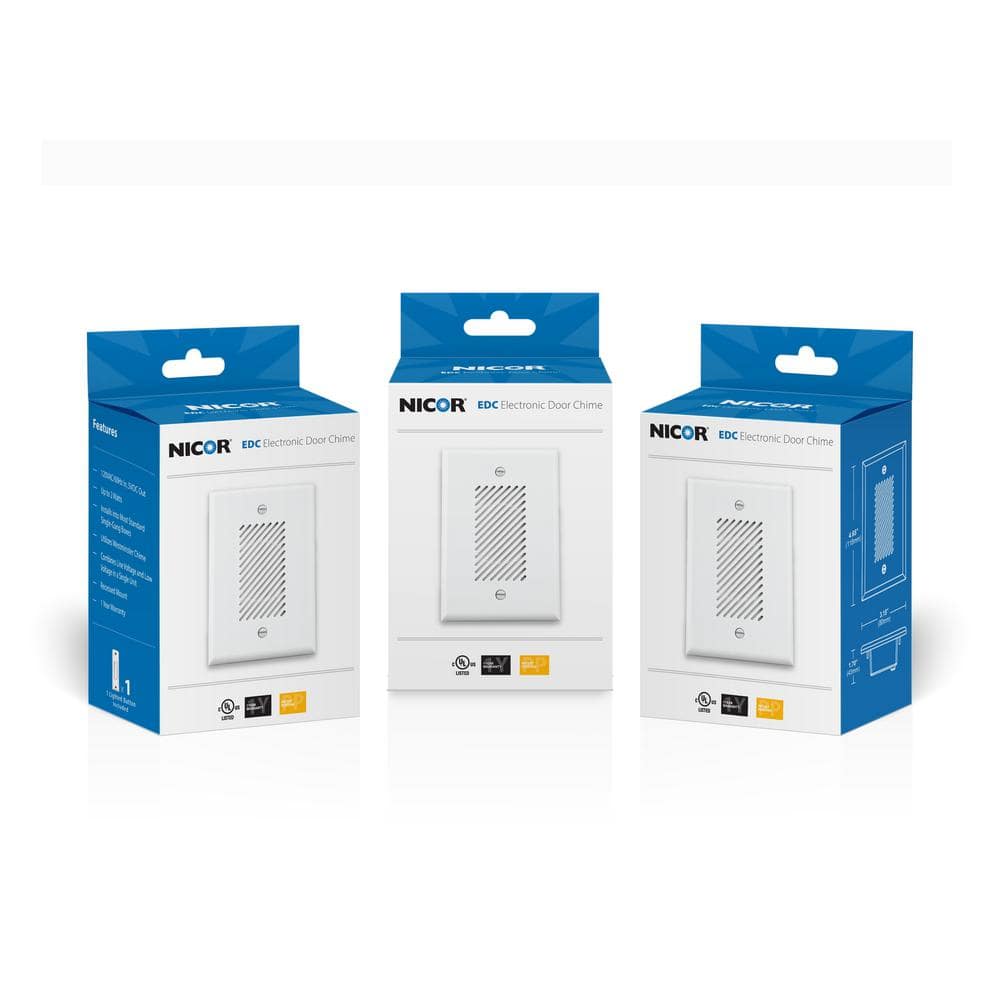 White Plastic Single-Gang Electronic Door Chime Kit with Lighted Button