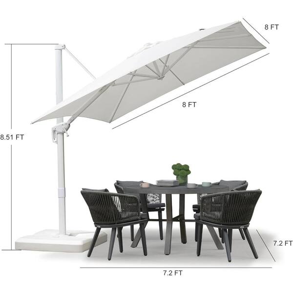 black patio umbrella with lights 10ft Cantilever Umbrella with Solar Light & Rotation, Black