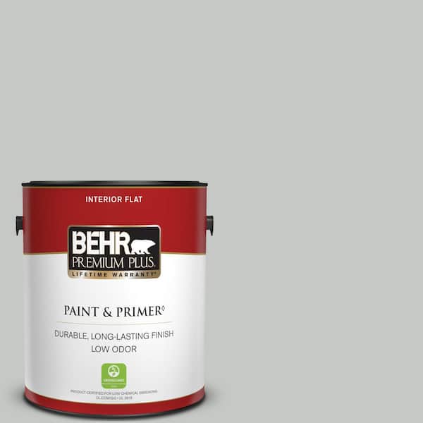 BEHR PREMIUM PLUS 1 gal. #BNC-07 Frosted Silver Flat Low Odor Interior Paint & Primer