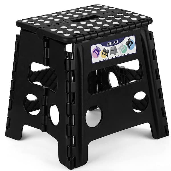 Angel Sar 13 in. Plastic Folding Step Stool, Portable Collapsible