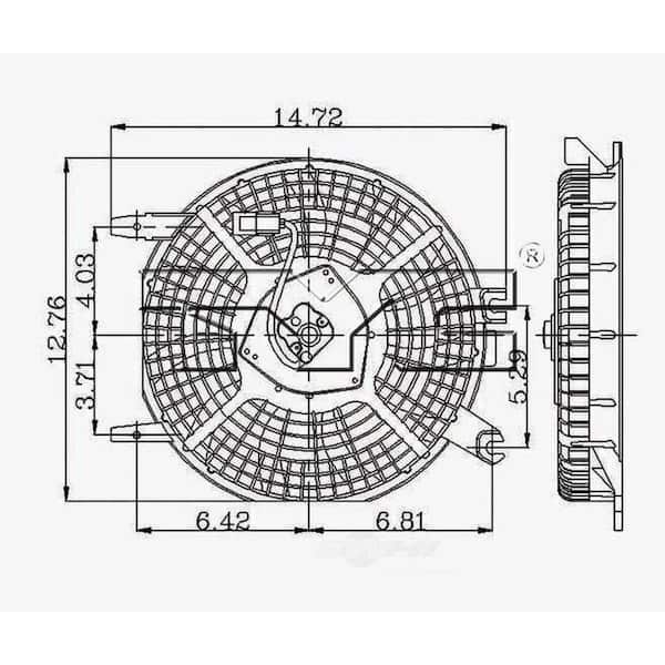 TYC A/C Condenser Fan Assembly 1996-1997 Toyota Corolla 1.6L 1.8L