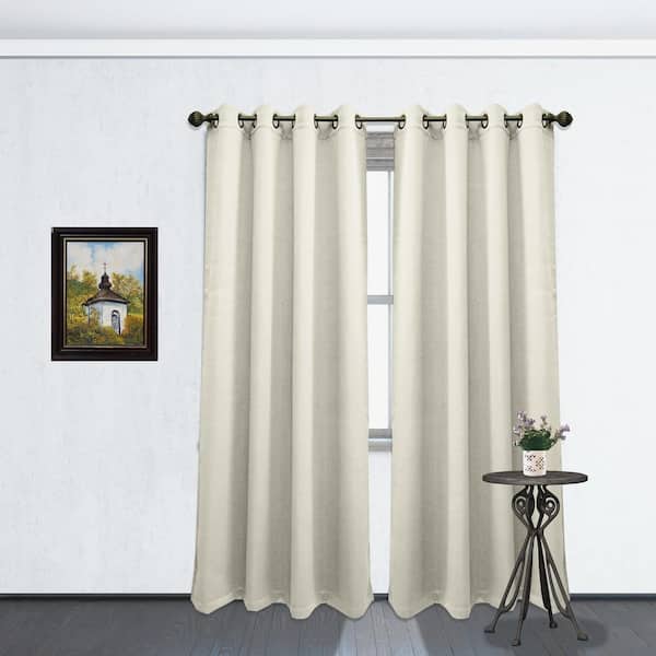 84 in. L Blackout Grommet Curtain Panel in Beige K-CP051362 - The Home ...