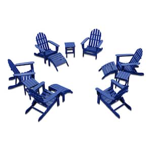 Icon Royal Blue 12-Piece Plastic Adirondack Patio Conversation Seating Set