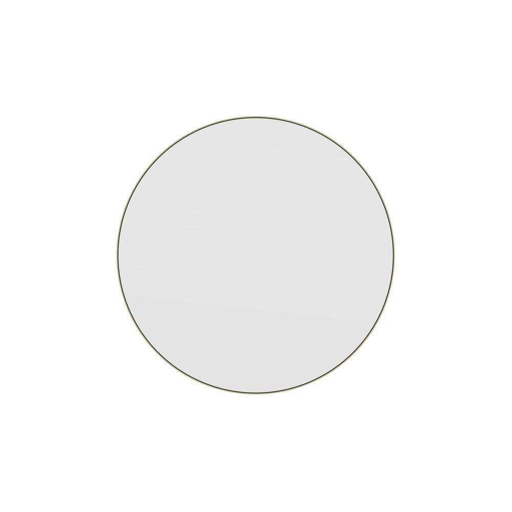 Leia 28" Round Bronze and Wood Mirror