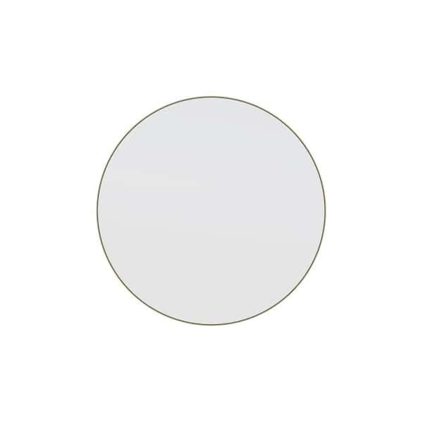 Glass Warehouse 28 in. W x 28 in. H Framed Round Bathroom Vanity Mirror in Satin Brass