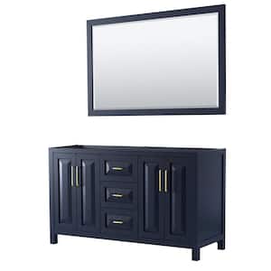 Daria 59 in. Double Bathroom Vanity Cabinet Only with 58 in. Mirror in Dark Blue