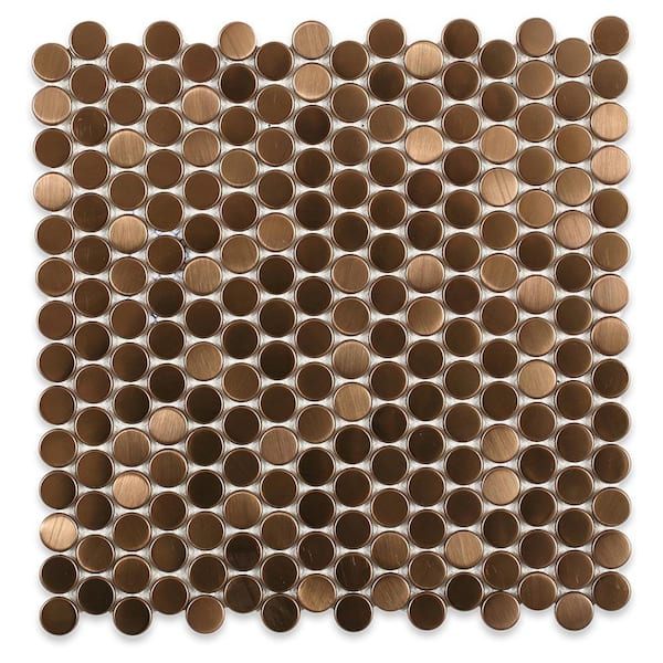 Ivy Hill Tile Copper Penny Round 12 in. x 12 in. x 8 mm Stainless Steel Metal Mosaic Wall Tile
