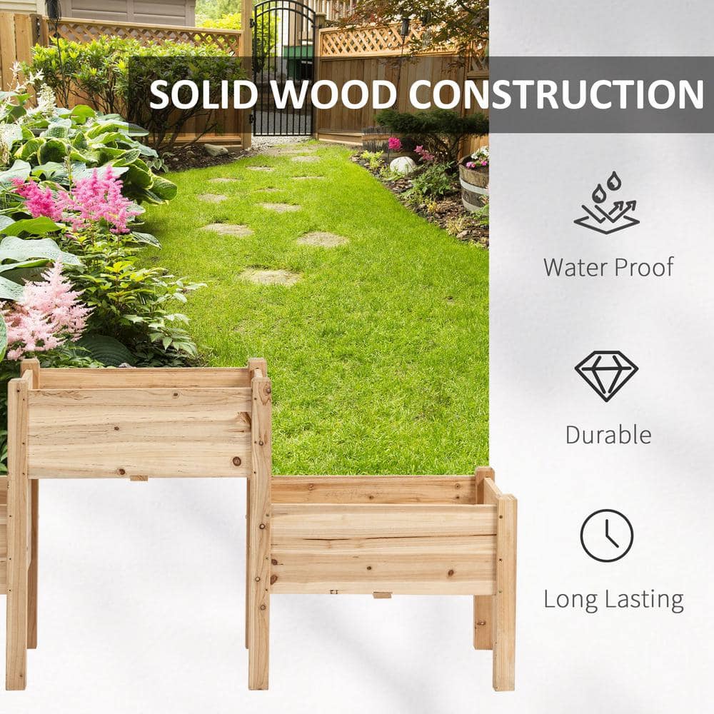 Natural Fir 3-Tier Raised Garden Bed with Planter Boxes