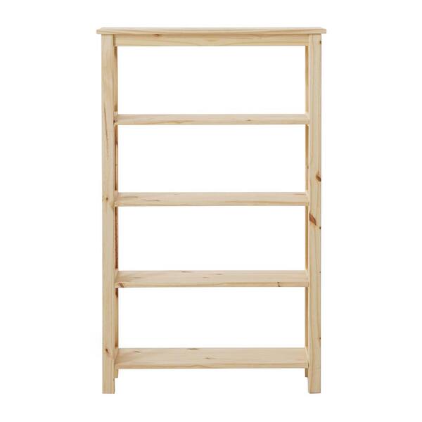 StyleWell 4 Shelf Unfinished Natural Pine Wood X Cross Standard Bookcase 48 in. H 29264