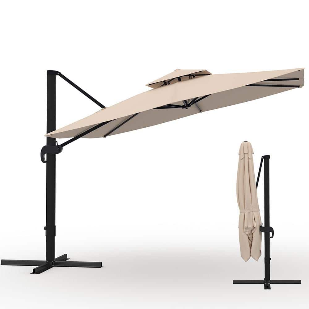 10 ft. x 10 ft. Cantilever Patio Umbrella, 360° Rotating Aluminum Offset Umbrella with Adjustable Height, Khaki price history on PriceWatchPro